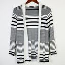 Cyrus ‎ Black & White Striped Open Front Cardigan Sweater Photo 1