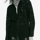 ZARA black bohemian flower crochet embroidered long sleeve button up shirt Photo 0