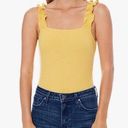 Elodie  Yellow Ribbed Tank Ruffle Straps Bodysuit Large Photo 0