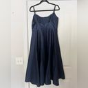 Alfred Sung NWT  Spaghetti-Strap Satin Midi Dress Midnight Navy Blue Photo 4