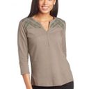 Kuhl  Women’s Martina 3/4 Sleeve Organic Cotton Button Back Top | Taupe Olive | S Photo 0