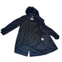 SOIA & KYO  Anorak‎ Utility Black Hooded Rain Jacket Size Medium Toggle Trench Photo 8