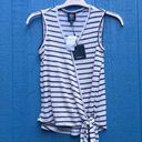 Bobeau  Women's Slub Knit White Black Stripes Tank Top Size XXS NWT Photo 1