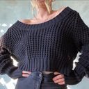 Free People  woman’s sweater boomerang crochet grey small top Photo 0