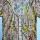 We The Free Angelina Crop Top Sheer Floral Button Front size Medium Photo 1