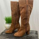 Kensie  Brown Suede Bernadette Block Heel Side Zip Knee High Boots 8 Photo 0