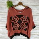 Umgee  Burnt Orange Boho Western Hooded Poncho Shawl Photo 0