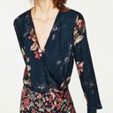 ZARA Floral Print V Neck Bodysuit Photo 2