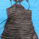 BCBGMAXAZRIA Brown and White Patterned Halter Top Photo 0