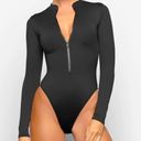 SKIMS NEW !!  Swim  Zip Front Long Sleeve One piece - ONYX Photo 0