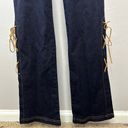 Cello  Authentic Jeans USA Vintage Halter Lace Up Flare Denim Jumpsuit Photo 7