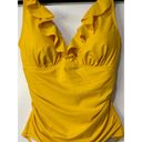 DKNY  Ruffle Plunge Underwire Tummy Control One Piece Yellow Swimsuit Size 10 NWT Photo 4