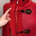 Michael Kors Michael  Chunky Knit Red Zipper Cardigan Sweater Dolman EUC Sz M Photo 7