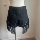 Fantastic Fawn  Nwt grommet eyelet fringe hem black denim shorts size small Photo 5