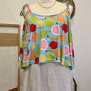 Kortni Jeane Bright Fruit Print Built in Bra Flowly Bow Tie Strap Cropped Top Swim 2XL Photo 10