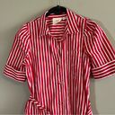 Maeve Anthropologie  Kiana Red and White Striped Shirt Midi Dress XS Photo 3