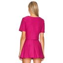 Amanda Uprichard  Lenora Cranberry Barbie Pink Button Down Jacquard Crop Top Photo 8