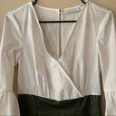 Krass&co NWT NY &  White and Faux Green Leather Pencil Dress with Ruffle Sleeves XS Photo 1