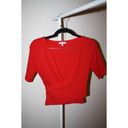 Iris Women's Red Crop Top / V Neck / Short Sleeve /  / Size: M / Solid Photo 4