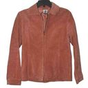 Chico's  Full Zip Suede Jacket Size 0 Salmon Womens 100% Leather Lined Photo 0