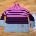 Lou & grey  Striped Wafflestitch Turtleneck Sweater pink gray Sz XL Photo 8