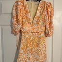 Chicways Orange Puff Sleeve Romper Photo 0