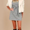 Lulus  black & white micro‎ plaid short sleeve mini dress w/ front back wrap tie Photo 1