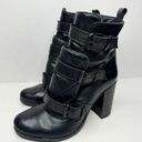 ALLSAINTS  Boots Womens Size 6US 37EUR Leather Quilted Black Heeled Booties Photo 0