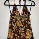 American Vintage Akoya Y2K Indie Hippie Floral Boho Padded halter top womens size L Photo 3