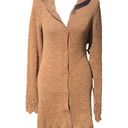 BCBGMAXAZRIA Brown Crochet Button Up Hoodie V-Neck Long Sleeve Cardigan Sweater Photo 0