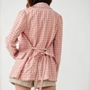 Free People  Pink Cream Long Sleeve Button Waist Tie Olivia Gingham Blazer M Photo 9