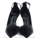 ZARA  FEATHER TRIM LEATHER HEELS Pumps Size 8 Photo 3