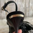 Burberry  Black Suede Leather Peep Toe Crisscross Heels Size 40 Photo 11