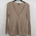 J.Jill  Cardigan Sweater Tan Silk Blend Button Front Womens Size Medium Petite Photo 0