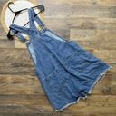 Gap  Denim Slouchy Shortalls Overalls Womens Size Large Raw Hem Photo 2