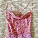 Lucy in the Sky Barbie Pink Sequins Velvet Strappy Lace Up Bodycon Mini Dress XS Photo 6