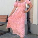 Boutique NWT Pale Pink Puffed Sleeve Midi Dress Wedding Guest Dress Photo 2