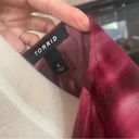 Torrid Women's  Wine Tie Dye Gauze Kimono Cardigan Size 4 Red Long Sleeve EUC Photo 8