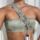 Pretty Little Thing Denim Strap Bandeau Crop top Photo 0