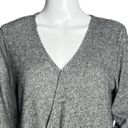 Olive & Oak  Sweater Gray Black Marled Surplice Front V-Neck Wrap Front Photo 3