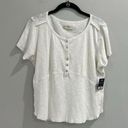 Lucky Brand  Peplum Raw Edge Round Neck Women’s Top Size Large Cream Buttons Photo 0