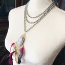 Handcrafted filigree cameo gray Czech Pearl genuine ruby gemstone clasp necklace Photo 0