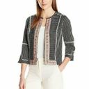 Rafaella New!  Women's Textured Embroidered Black Striped Jacket Blazer Medium Photo 2