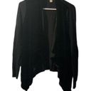 Michael Kors  Velvet Front Long Sleeve Waterfall Sweater Cardigan Black Size Med Photo 0