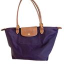 Longchamp  Large Le Pliage Tote Purple, Nylon Leather Trim Handbag Photo 0