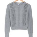 Abound  Cable Knit Open Knit Crew Neck Sweater in Green Shore M Photo 1