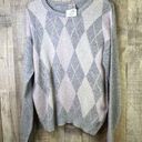 belle du jour  Large Crewneck Long Sleeve Sweater with Diamond Pattern Pi… Photo 0