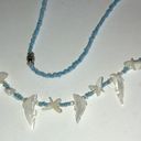 Vintage Blue  Seed Bead Beaded Carved Dolphin Shell Boho Necklace Photo 2