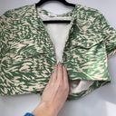 Revolve Green And White Cropped Button Up Photo 3