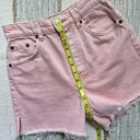 ZARA  Light Pink High Rise Side Slit Button Fly Cut-Off Denim Shorts Women’s 2 Photo 5